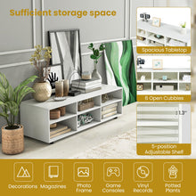 Load image into Gallery viewer, Wood TV Stand for TVs up to 55 Inches with 6 Storage Cubbies-White
