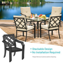 Load image into Gallery viewer, 4 Pieces Outdoor Dining Set with Removable Cushions and Rustproof Steel Frame
