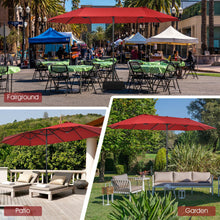 Load image into Gallery viewer, 15 Feet Double-Sided Patio Umbrellawith 12-Rib Structure-Wine
