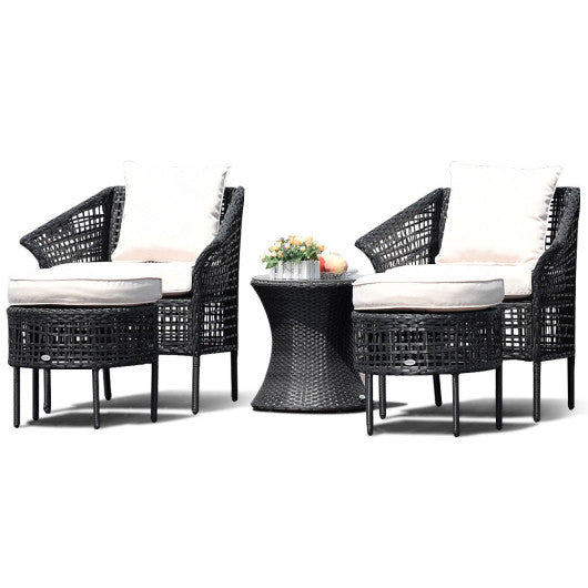 5 PCS Furniture Sets Leisure Patio Rattan Dining Sets-Beige