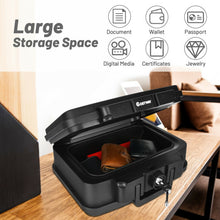 Load image into Gallery viewer, Space-Saving and Waterproof 30 Minute Fire Safe Box with Lock and Handle-Black
