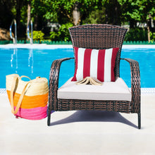 Load image into Gallery viewer, Outdoor Wicker Rattan Porch Deck Adirondack Chair w/ Cushion
