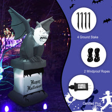 Load image into Gallery viewer, 8.2 Feet Halloween Inflatable Gravestone with Gargoyle Yard Decoration and LED Lights

