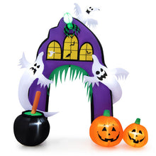 Load image into Gallery viewer, 9 Feet Tall Halloween Inflatable Castle Archway Decor with Spider Ghosts and Built-in
