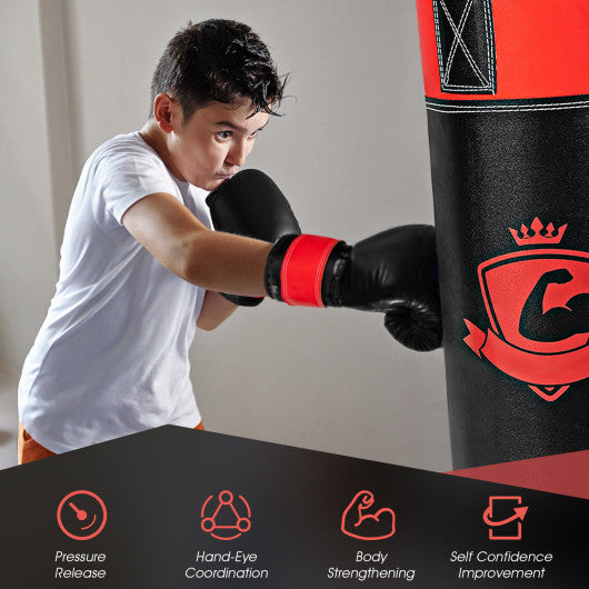 11 Pounds Kids Punching Boxing Bag Set-Black