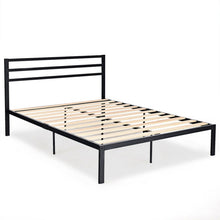 Load image into Gallery viewer, Queen Size Steel Bed Frame with Wooden Slat Support-Black
