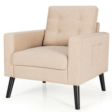 Load image into Gallery viewer, Modern Tufted Accent Chair with Rubber Wood Legs-Beige
