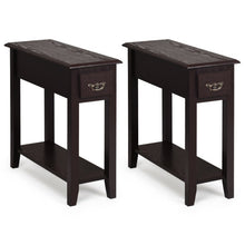Load image into Gallery viewer, 2 Pieces 2 Tier Sofa Side End Table with Drawer and Open Shelf-Dark Brown

