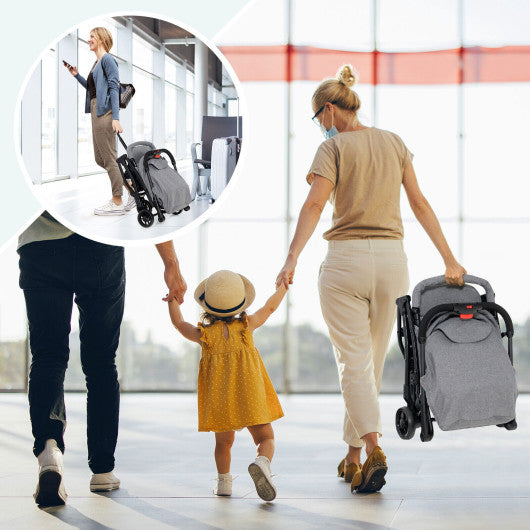 Lightweight Baby Stroller with One-Hand Quick Folding-Gray