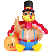 Load image into Gallery viewer, 6 Feet Thanksgiving Inflatable Turkey with Pumpkin Fall Harvest Decor with Lights
