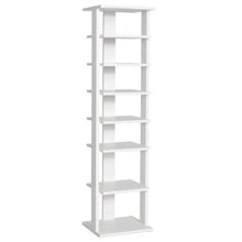 Load image into Gallery viewer, 7-Tier Wooden Shoe Rack Narrow Vertical Shoe Stand Storage Display Shelf-White
