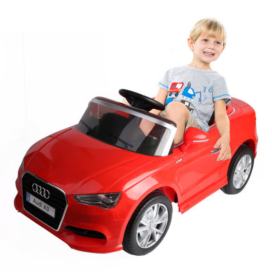 12 V Audi A3 Kids Ride on Car with RC + LED Light + Music-Red