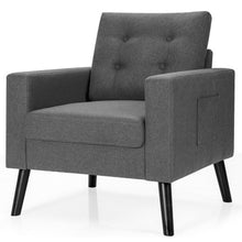 Load image into Gallery viewer, Modern Tufted Accent Chair with Rubber Wood Legs-Gray
