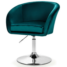 Load image into Gallery viewer, 360 Degree Swivel Makeup Stool Accent Chair with Round Back and Metal Base -Green
