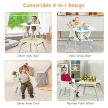 Load image into Gallery viewer, 4 in 1 Baby Convertible Toddler Table Chair Set with PU Cushion-Beige
