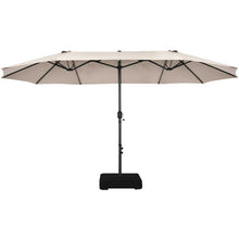 Load image into Gallery viewer, 15 Feet Double-Sided Patio Umbrellawith 12-Rib Structure-Beige
