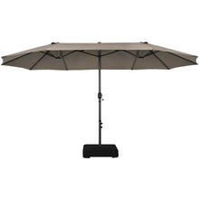 Load image into Gallery viewer, 15 Feet Double-Sided Patio Umbrellawith 12-Rib Structure-Coffee
