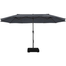 Load image into Gallery viewer, 15 Feet Double-Sided Patio Umbrellawith 12-Rib Structure-Gray
