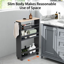 Load image into Gallery viewer, 4-Tier Slim Kitchen Storage Cart Narrow Slide Out Trolley Adjustable Shelf-Gray
