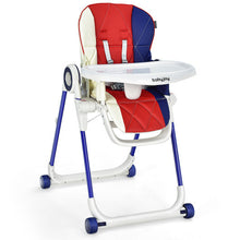 Load image into Gallery viewer, Baby High Chair Foldable Feeding Chair with 4 Lockable Wheels-Red
