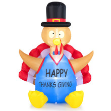 Load image into Gallery viewer, 6 Feet Thanksgiving Inflatable Turkey Harvest Day Decoration with Lights for Lawn
