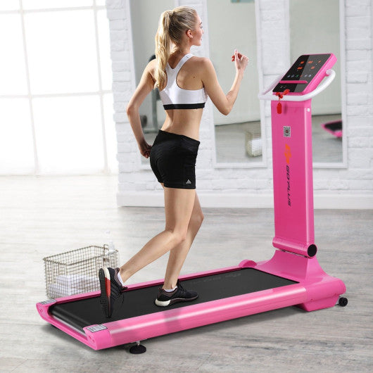1.5HP LED Folding Exercise Fitness Running Treadmill with USB MP3-Pink