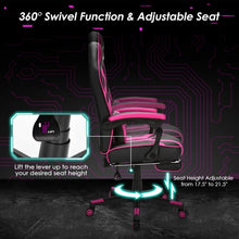 Load image into Gallery viewer, Computer Massage Gaming Recliner Chair with Footrest-Pink
