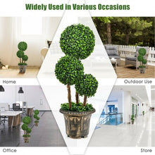 Load image into Gallery viewer, 30" Artificial Topiary Triple Ball Tree Indoor and Outdoor UV Protection
