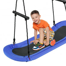 Load image into Gallery viewer, Saucer Tree Swing Surf Kids Outdoor Adjustable Oval Platform Set w/Handle-Blue
