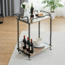 Load image into Gallery viewer, 2-Tier Rolling Kitchen Bar Serving Cart
