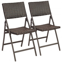 Load image into Gallery viewer, Set of 2 Patio Rattan Folding Portable Dining Chairs
