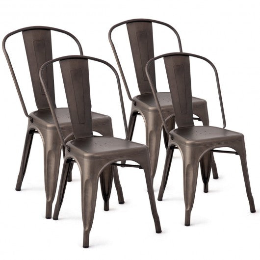 Set of 4 Tolix Style Dining Chair Stackable Bistro Chair-Copper