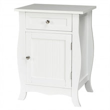 Load image into Gallery viewer, Wooden Accent End Table with Drawer Storage Cabinet Nightstand-White
