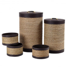 Load image into Gallery viewer, 5 pcs Round Storage Basket Seaweed Hamper Laundry Basket
