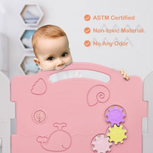 Load image into Gallery viewer, 16-Panel Baby Playpen with Music Box &amp; Basketball Hoop-Pink
