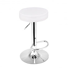 Load image into Gallery viewer, 1 PC Round Leather Seat Chrome Leg Adjustable Hydraulic Swivel Bar Stool-White
