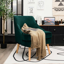 Load image into Gallery viewer, Velvet Upholstered Accent Chair with Rubber Wood Legs-Green
