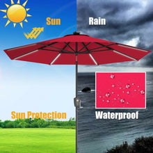 Load image into Gallery viewer, 9 Ft Patio Solar Powered Umbrella with LED Light-Red
