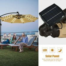 Load image into Gallery viewer, 10 Ft Solar LED Offset Umbrella with 40 Lights and Cross Base for Patio-Tan
