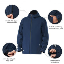 Load image into Gallery viewer, Men&#39;s Waterproof Rain Windproof Hooded Raincoat Jacket-Navy-M
