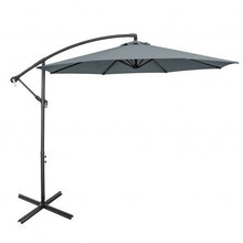 Load image into Gallery viewer, 10FT Offset Umbrella with 8 Ribs Cantilever and Cross Base Tilt Adjustment-Gray

