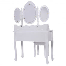 Load image into Gallery viewer, Black/White Vanity Makeup Dressing Table w/ Tri Folding Mirror + 7 Drawers-White

