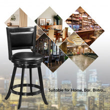 Load image into Gallery viewer, 2 Pieces 24 Inches Swivel Counter Stool Dining Chair Upholstered Seat-Black
