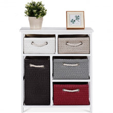 Load image into Gallery viewer, Nightstands Storage Drawer Cabinet Chest with 5 Woven Baskets
