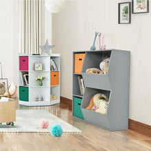 Load image into Gallery viewer, 3-Tier Kids Storage Shelf Corner Cabinet with 3 Baskets
