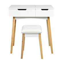 Load image into Gallery viewer, Vanity Makeup Table Cushioned Stool Set with Flip Top Mirror
