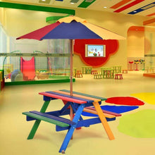 Load image into Gallery viewer, 4 Seat Kids Picnic Folding Garden Umbrella Table
