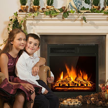 Load image into Gallery viewer, 18&quot; Electric Fireplace Insert Freestanding and Recessed Heater Log Flame Remote
