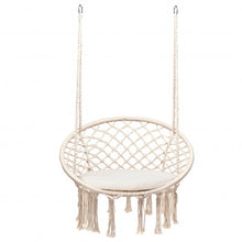 Load image into Gallery viewer, Macrame Cushioned Hanging Swing Hammock Chair-Beige

