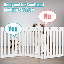 Load image into Gallery viewer, 24&quot; Folding Wooden Freestanding Dog Gate with 360° Flexible Hinge for Pet-White
